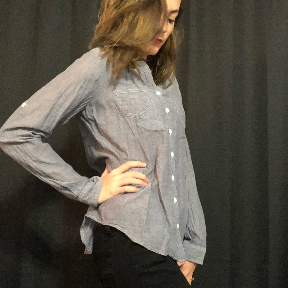 Blue/Grey Button Up - Picture 2 of 2